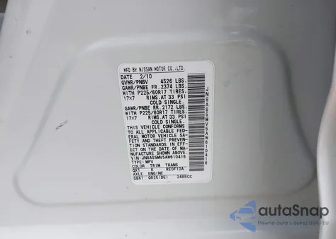 2010 Nissan Rogue Sl из США, поврежденный, VIN JN8AS5MV5AW610416